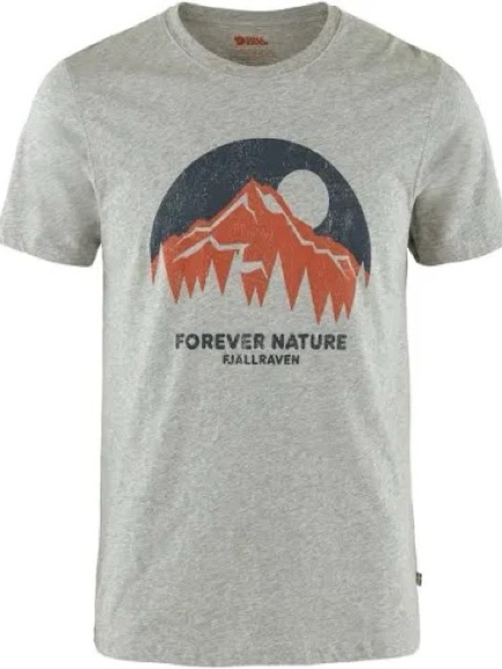 Fjallraven Light Gray Tee with Orange Mountain Graphic